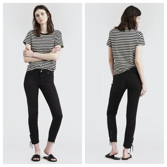 Levi's Women's 711 Skinny Lace Up Jeans Black Wash Size 29 - Picture 1 of 8